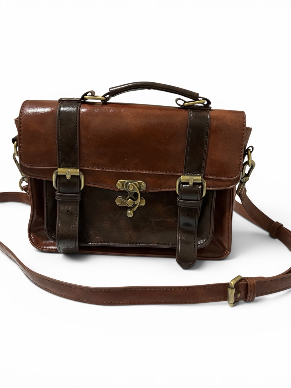 ECOSUSI Premium Vegan Pho Leather Purse Bag Satchel Snap Front Hook Retro Square